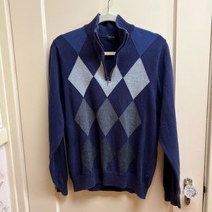 IZOD Mens S Argyle Sweater 1/4 Zip 100% Cotton